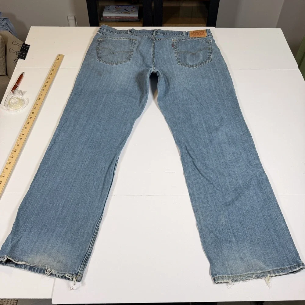 Levi's 559 Jeans Mens 42x32 Blue Denim Faded Hipster Red Tab Boho Straight Leg